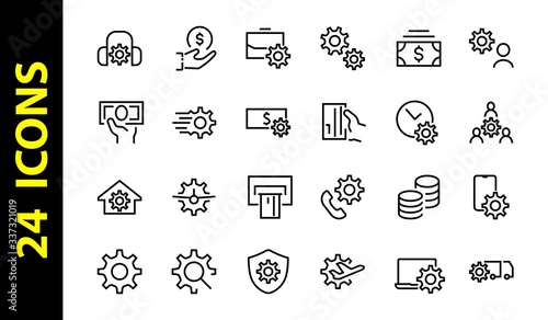 A simple set of settings and options related to Vector Line Icons. Contains icons such as set time, business, phone, and more. Editable Stroke.. 480x480