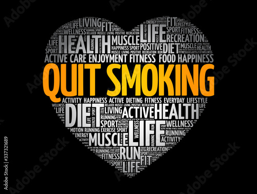Quit Smoking heart word cloud, health concept background