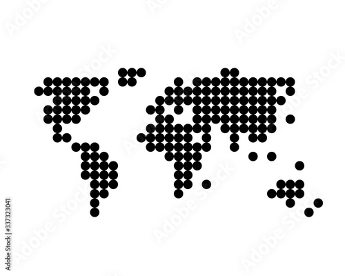 black global world map from big dots