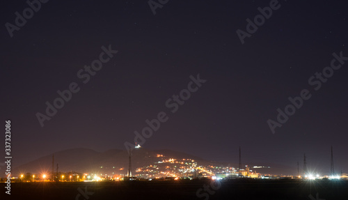 Night photo of the town of Vrsac, Serbia.