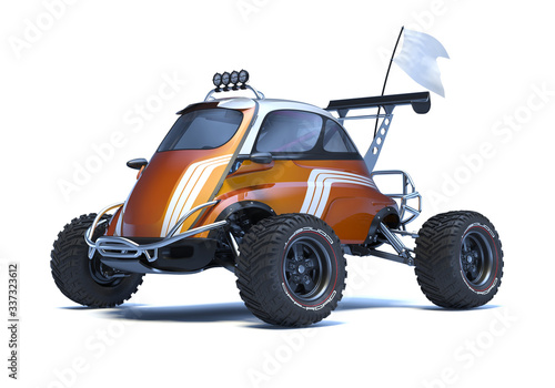 3D rendering of a brand-less generic concept car in studio environment. Small concept ATV