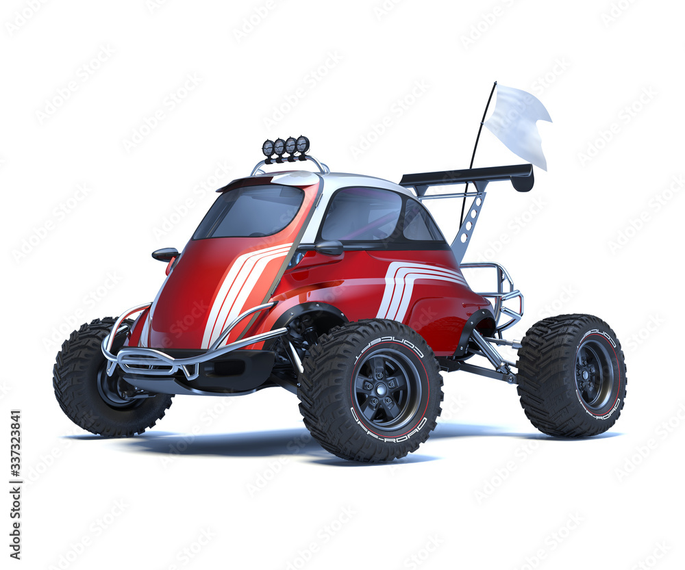 3D rendering of a brand-less generic concept car in studio environment. Small concept ATV