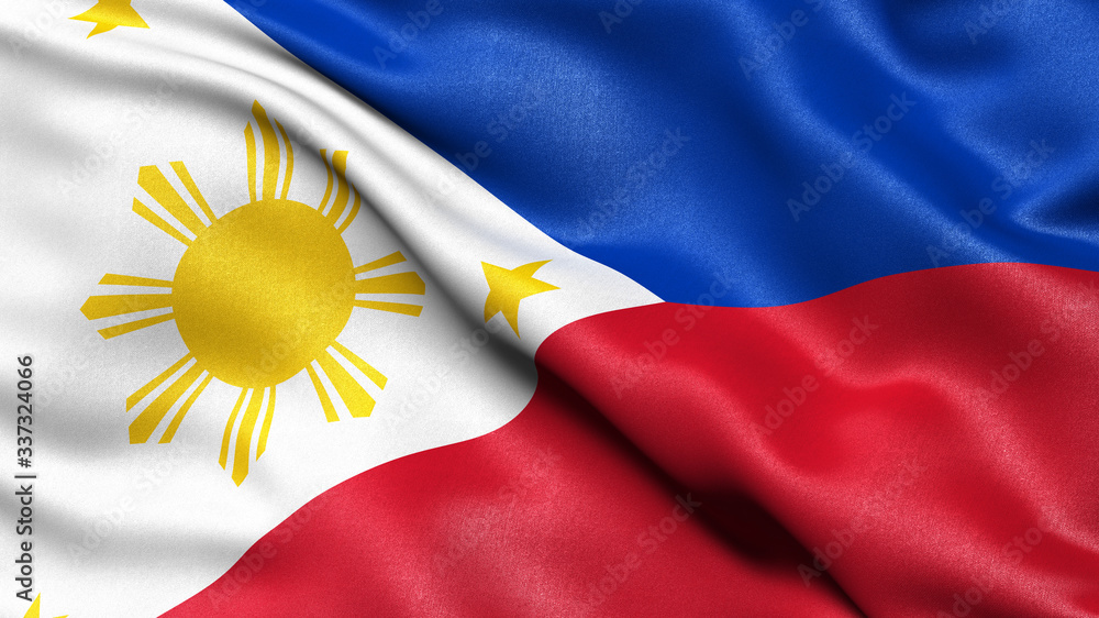 3D illustration of the flag of Philippines waving in the wind.
