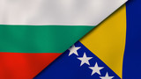 The flags of Bulgaria and Bosnia and Herzegovina. News, reportage, business background. 3d illustration