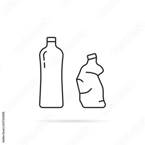 whole and crumpled thin line bottle