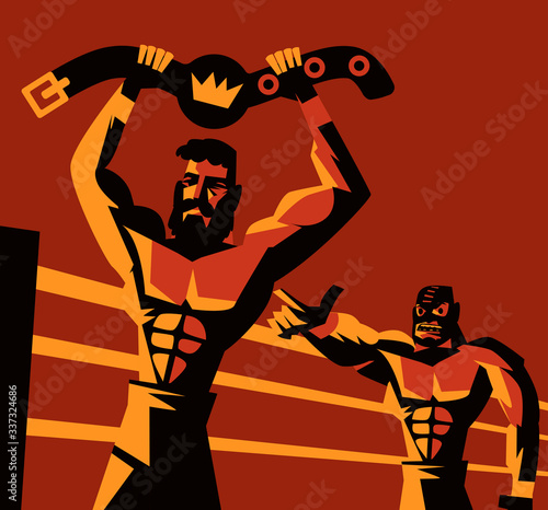 wrestler victory in the ring and challenger