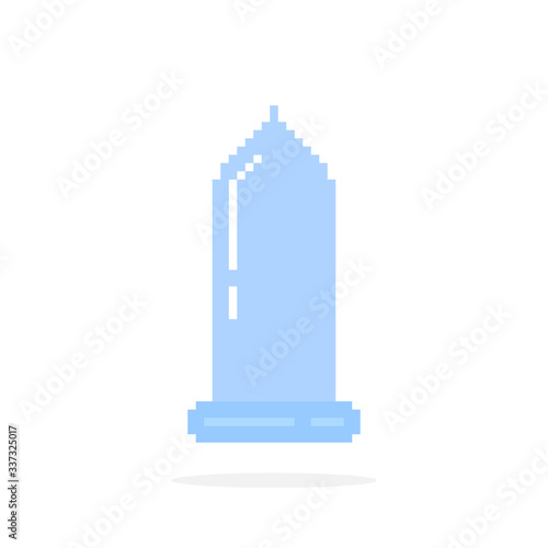 blue condom icon in pixel art style