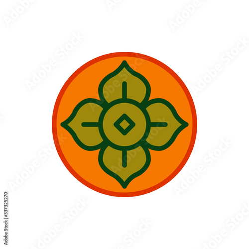 Colored persimmon, kaki fruit  icon isolated on white background. Simple flat element. Vector illustration.