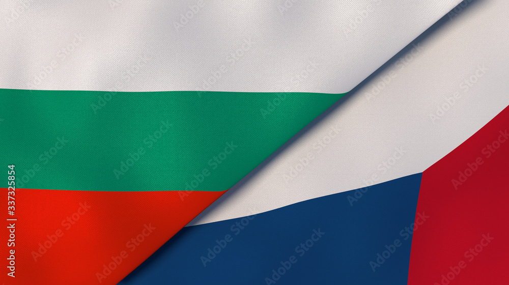Obraz premium The flags of Bulgaria and Czech Republic. News, reportage, business background. 3d illustration