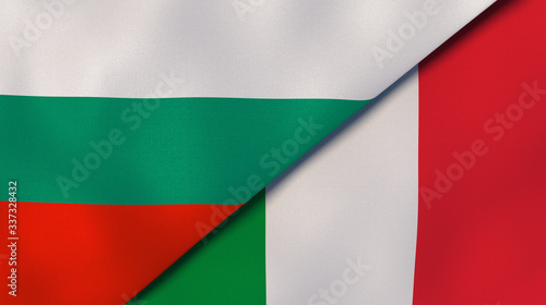 Free Download The flags of Bulgaria and Italy. News, reportage, business background. 3d illustration - GFXLoad