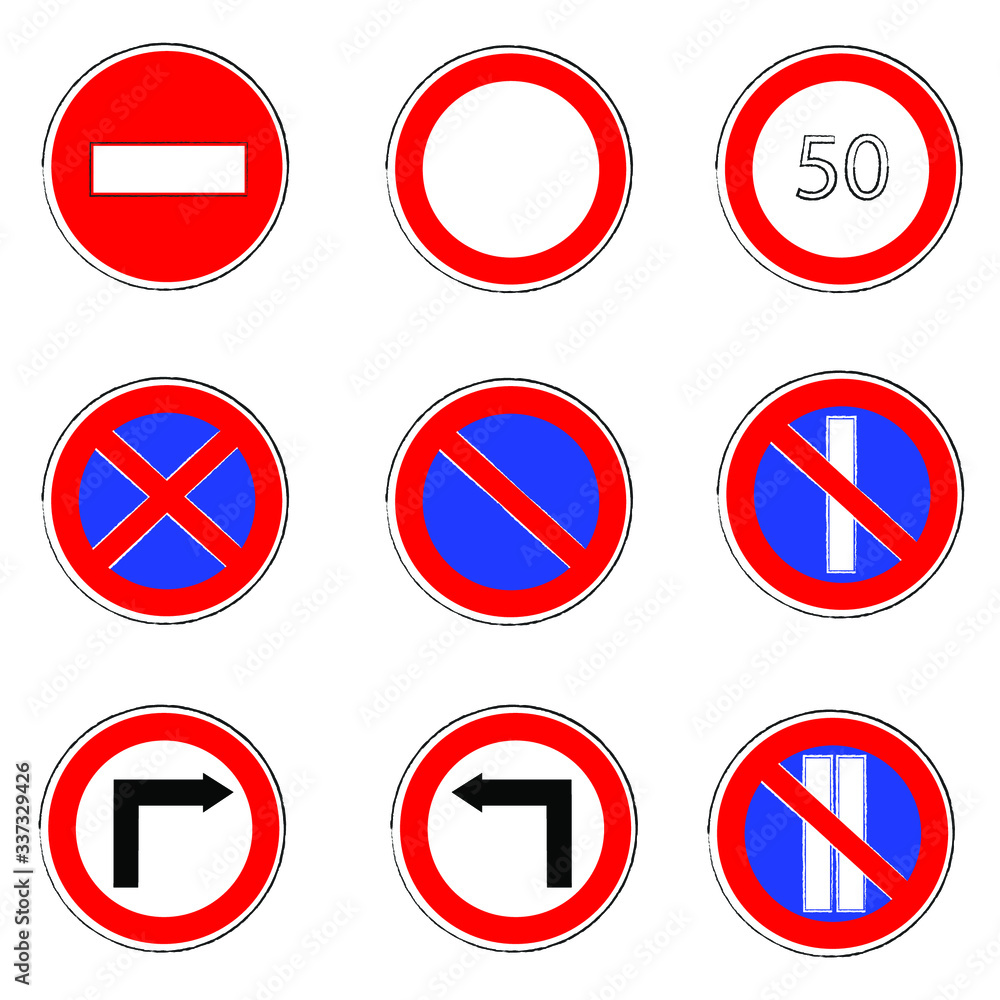 set of traffic signs