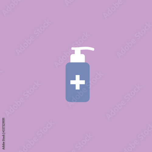 vector hand sanitizer symbol alcohol bottle for hygiene isolated on violet background , sign and icon template