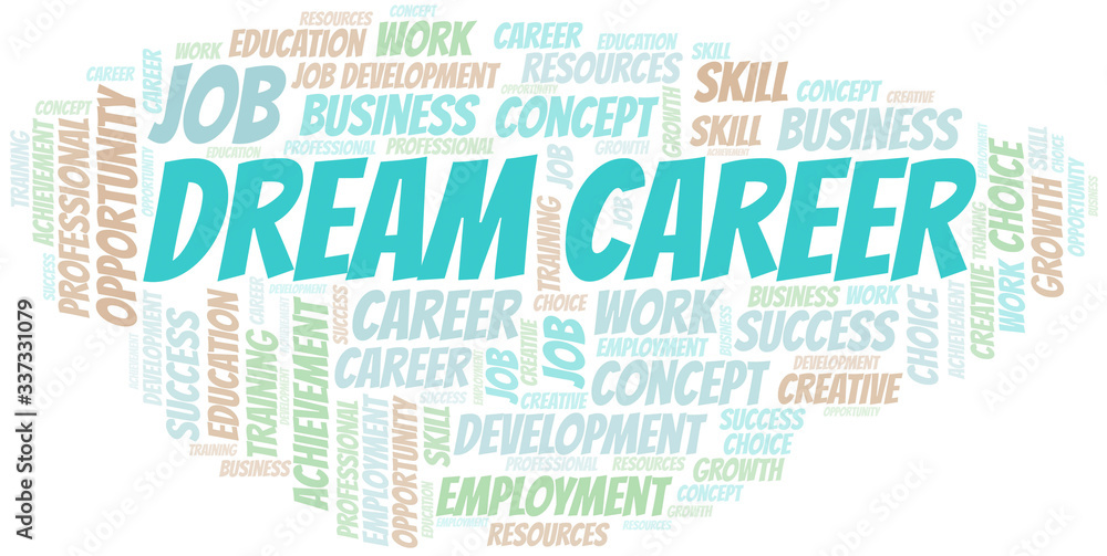 Dream Career typography vector word cloud. Dream Career typography vector word cloud.