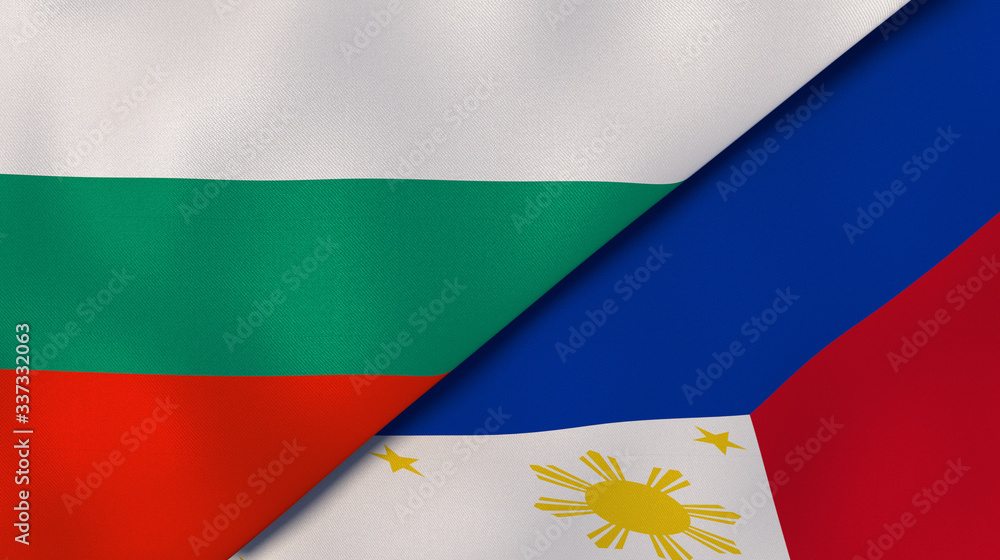 Obraz premium The flags of Bulgaria and Philippines. News, reportage, business background. 3d illustration