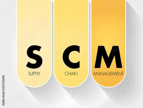 SCM - Supply Chain Management acronym, business concept background