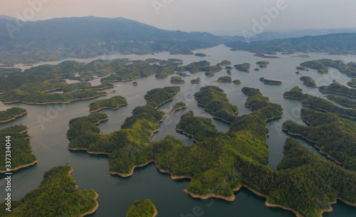 Aerial view of Ta Dung lake or Dong Nai 3 lake. The reservoir for power generation by hydropower in Dac Nong   Dak Nong    Vietnam.