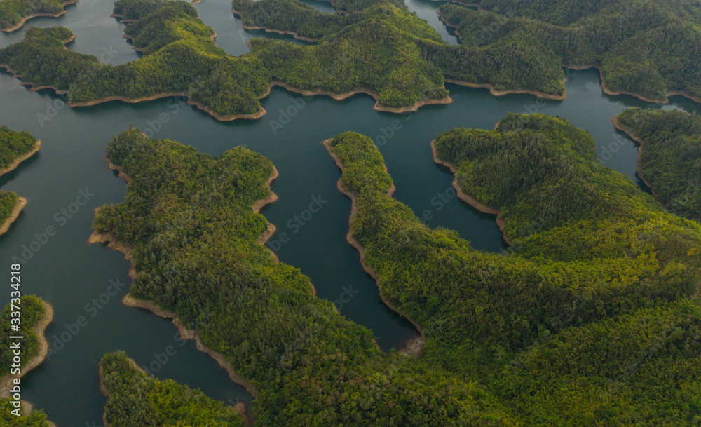 Aerial view of Ta Dung lake or Dong Nai 3 lake. The reservoir for power generation by hydropower in Dac Nong ( Dak Nong ), Vietnam.