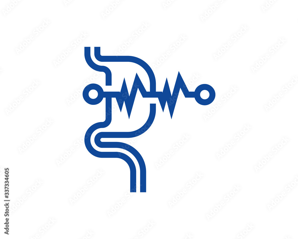 Stomach Pulse logo vector template, Creative stomach logo design concepts Stomach Pulse logo vector template, Creative stomach logo design concepts