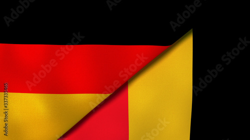 The flags of Germany and Belgium. News  reportage  business background. 3d illustration