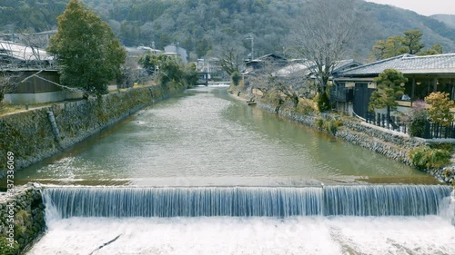 Small waterfall in Katsuragawa, Arashiyama, Kyoto photo