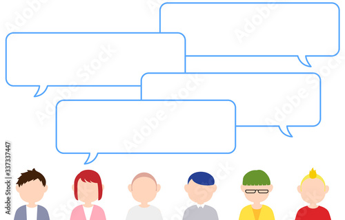 大勢の人が会話をするイメージイラスト