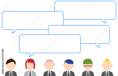 大勢の人が会話をするイメージイラスト