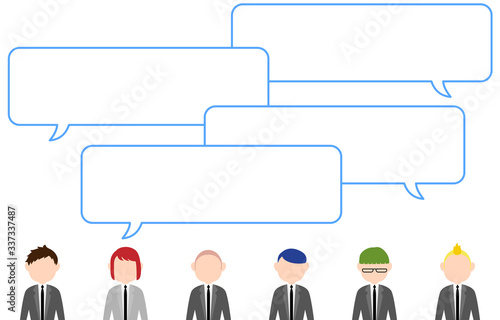 大勢の人が会話をするイメージイラスト