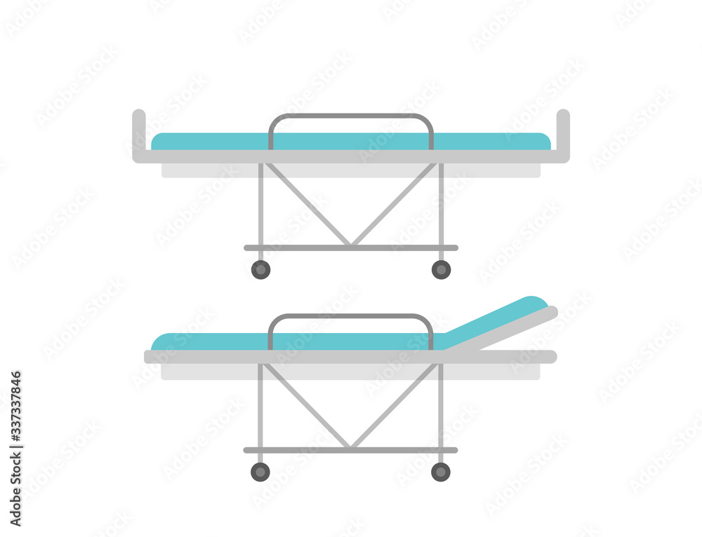 Hospital bed. Stretcher bed. Medical bed icons. Vector