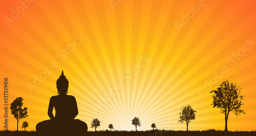 silhouette of Buddha statue