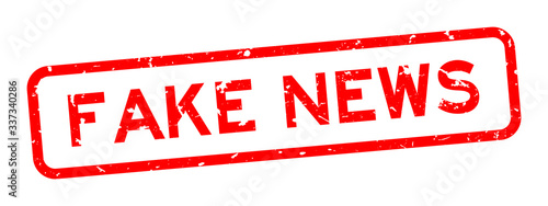 Grunge red fake news word rubber business seal stamp on white background