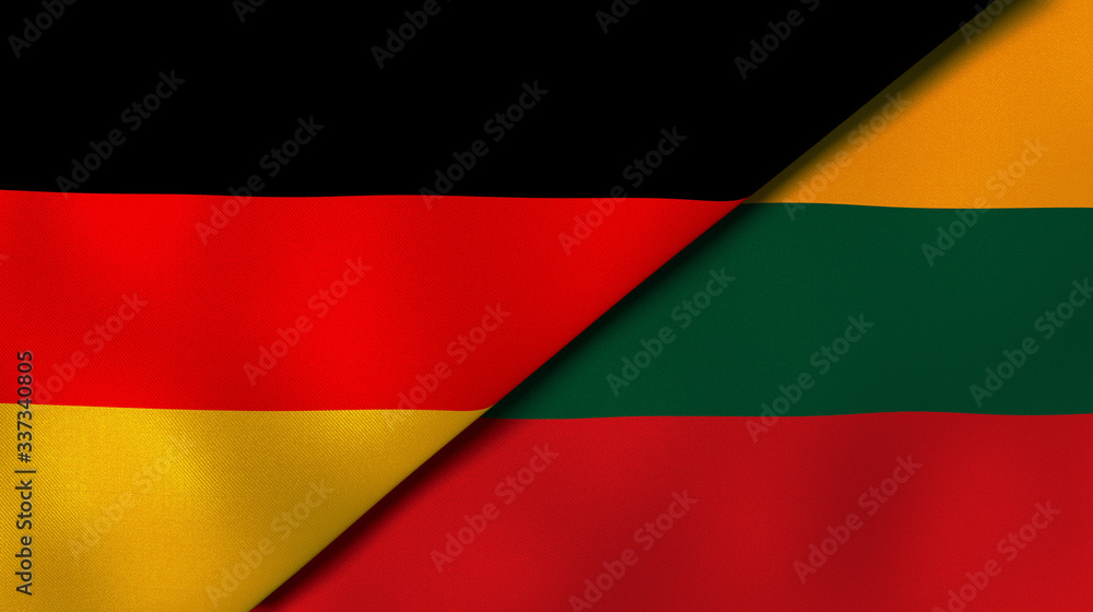 The flags of Germany and Lithuania. News, reportage, business background. 3d illustration