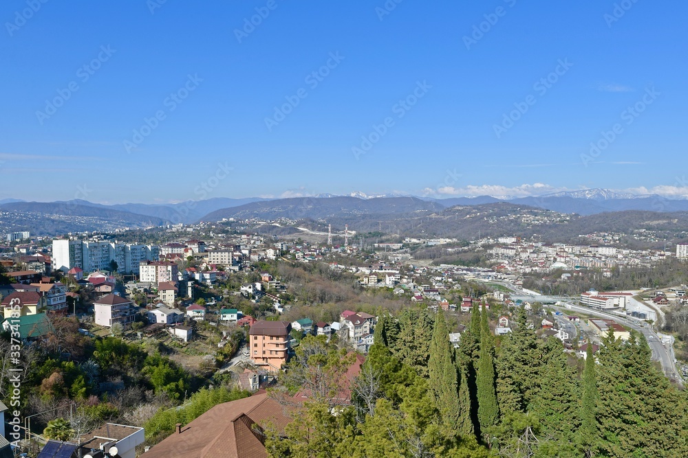 top view of the panorama of the southern mountain city