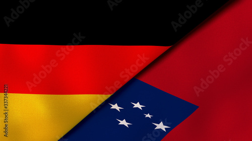 The flags of Germany and Samoa. News, reportage, business background. 3d illustration