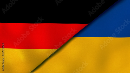The flags of Germany and Ukraine. News  reportage  business background. 3d illustration