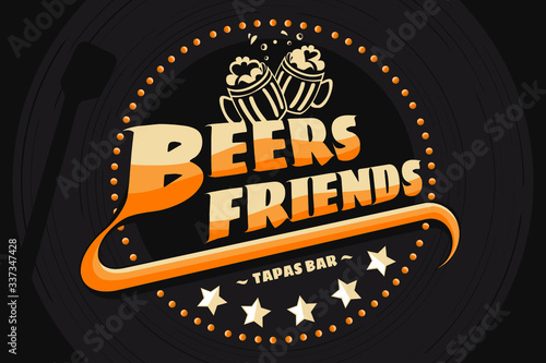 Cartel vintage de cerveza y bar de tapas, también dedicado a logotipos o posters.