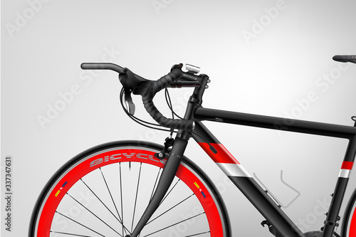 Bicycle. A realistic poster vector. Sport. The black. Red.