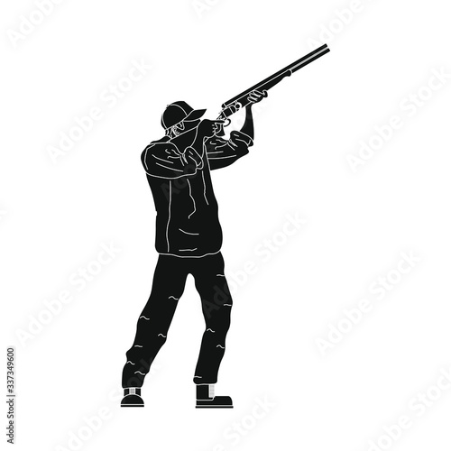 hunter hunting aiming with shotgun vector illustration