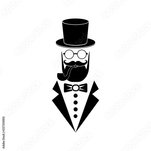 Hipster icon logo in black color isolated on white background. Vector EPS 10