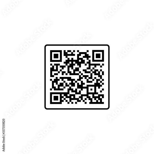 QR code, scanner icon for web or appstore design black symbol isolated on white background. Vector EPS 10.