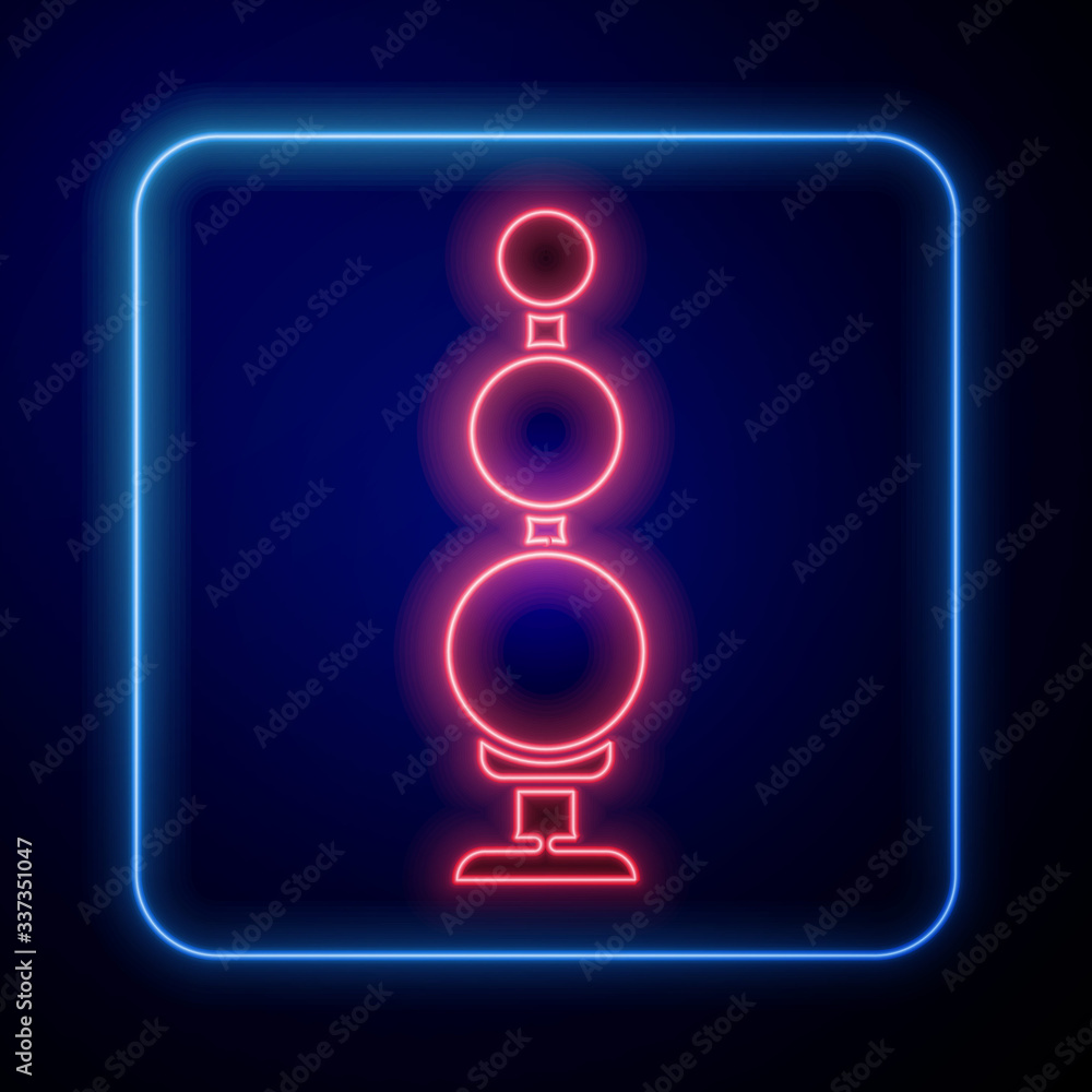 Glowing neon Anal beads icon isolated on blue background. Anal balls sign. Fetish accessory picture pic