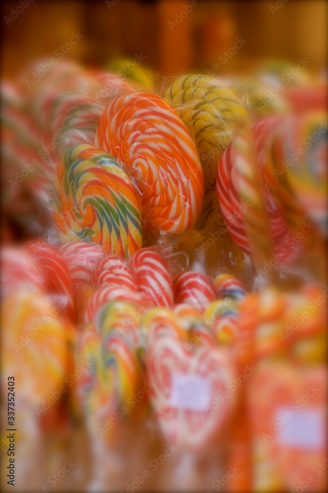 Christmas market colorful candy lollipops