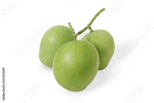 green mangoes isolated on white