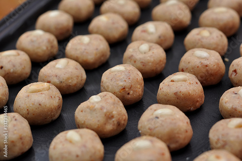 close up baking delicious Peanut cookies (Mazola) 