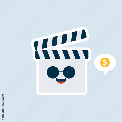 illustration, vector, icon, design, symbol, action, cinema, clap, film, production, video, clapboard, clapper, isolated, board, equipment, object, cinematography, camera, scene, cut, studio, cup, blac