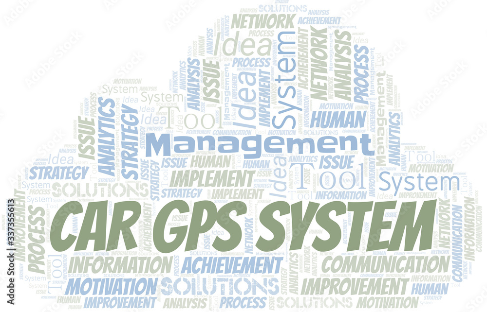Car Gps System typography vector word cloud.