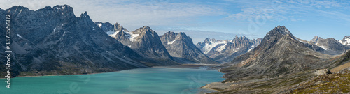 Amazing Panoramic view of a Fjord in Greenland photo