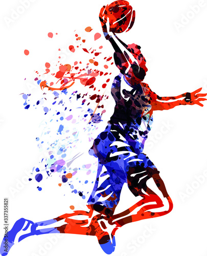 Color vector illustration of basketball player
