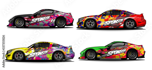 set of vehicle graphic kit vector. Modern abstract background for car wrap branding and automobile sticker decals livery 