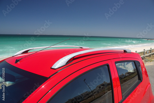 Red car near the beach © hanjosan