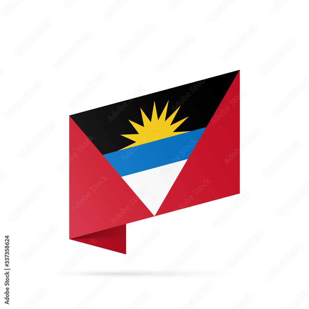 Antigua and Barbuda flag state symbol isolated on background national banner. Greeting card National Independence Day of Republic of Antigua and Barbuda. Illustration banner with realistic state flag. Antigua and Barbuda flag state symbol isolated on background national banner. Greeting card National Independence Day of Republic of Antigua and Barbuda. Illustration banner with realistic state flag.